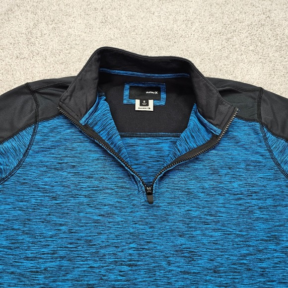 Hurley Men's Blue Black Athletic 1/4 Zip Pullover Long Sleeve Shirt Size S NWOT - Picture 6 of 6